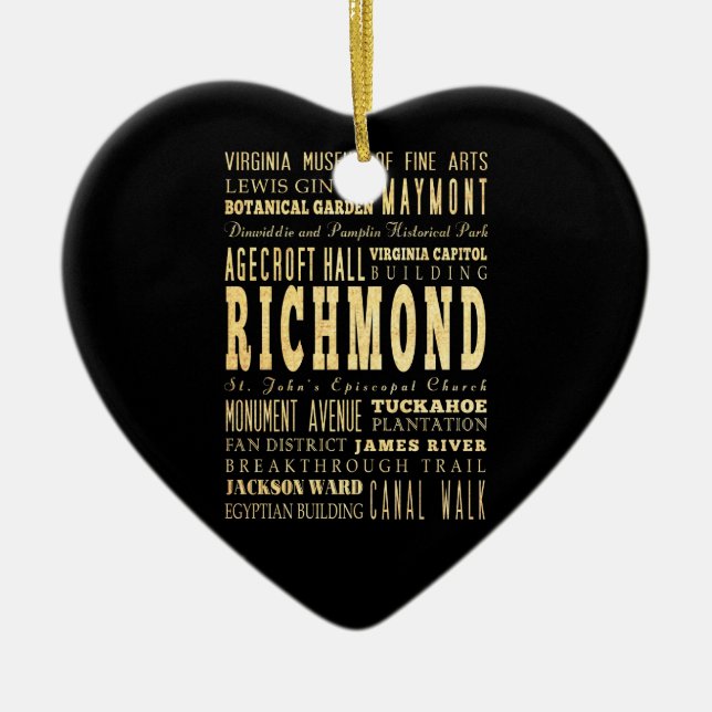 Richmond-Stadt wenn Virginia-Typografie-Kunst Keramikornament (Vorne)