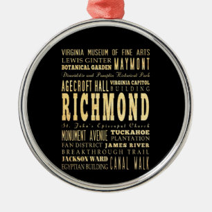 Richmond-Stadt wenn Virginia-Typografie-Kunst Silbernes Ornament