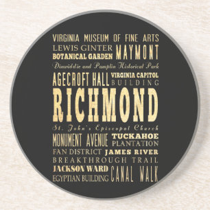 Richmond-Stadt wenn Virginia-Typografie-Kunst Untersetzer