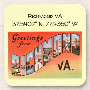 Richmond VA, Kartenkoordinaten, im Vintage-Stil Getränkeuntersetzer