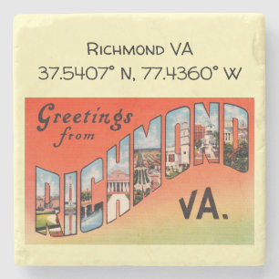 Richmond VA, Kartenkoordinaten, im Vintage-Stil Steinuntersetzer