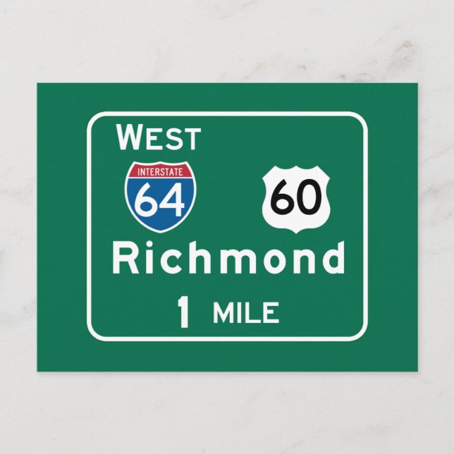 Richmond, VA Road Sign Postkarte (Vorderseite)