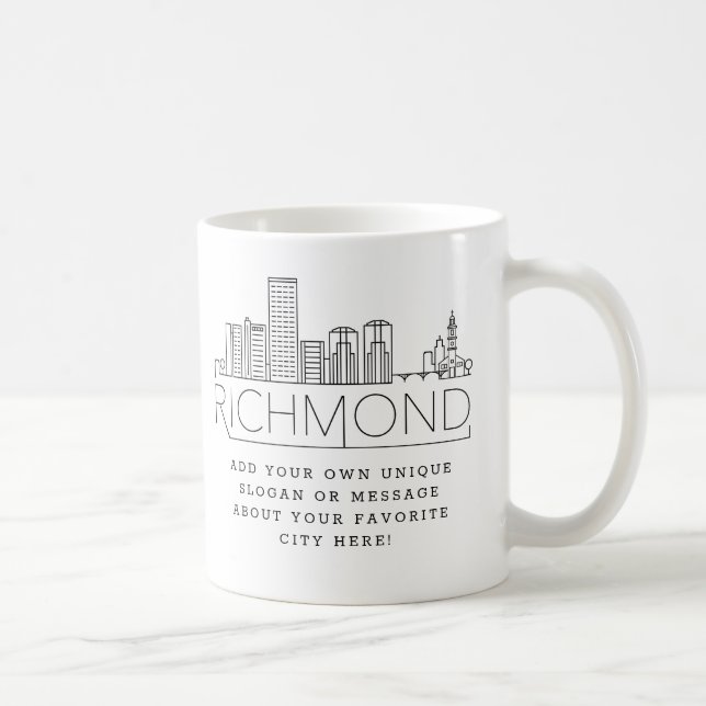 Richmond, VA Stylized Skyline | Benutzerdefinierte Kaffeetasse (Rechts)
