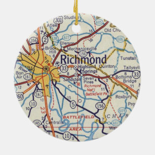 Richmond VA Vintage Karte Keramik Ornament