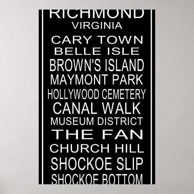 Richmond Virginia Bus roll Plakat (Vorne)