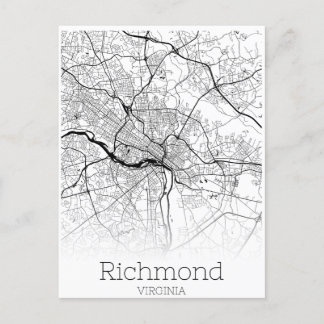 Richmond Virginia City Road Map Postkarte