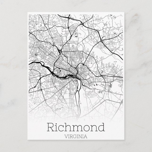 Richmond Virginia City Road Map Postkarte (Vorderseite)