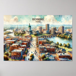 Richmond Virginia Famous Travel Places Aquarell Poster