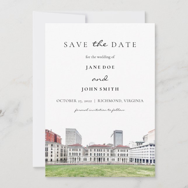 Richmond Virginia flat Save the Date Card (Vorderseite)