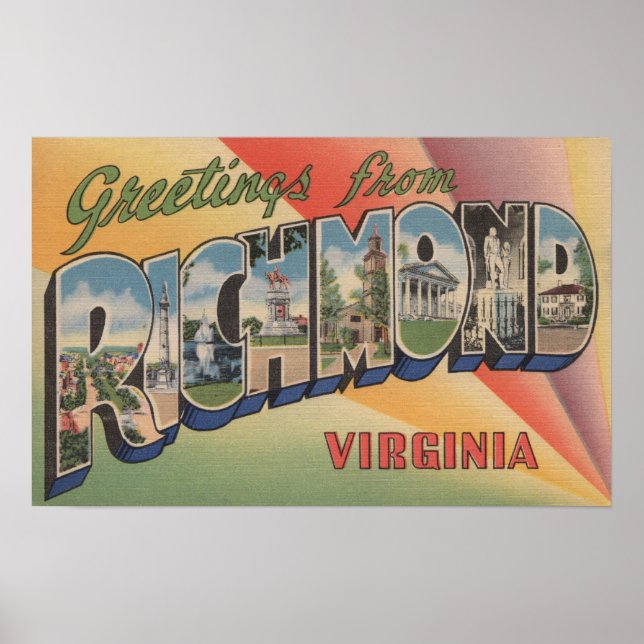 Richmond, Virginia - Große Buchstabenszenen Poster (Vorne)