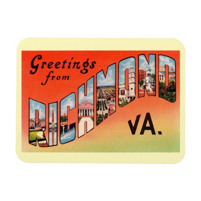 Richmond Virginia Large Letter Gruß Vintag Magnet (Horizontal)