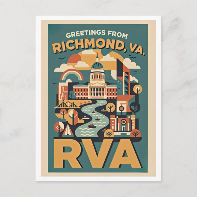 Richmond Virginia RVA Retro Travel Postcard  Postkarte (Vorderseite)
