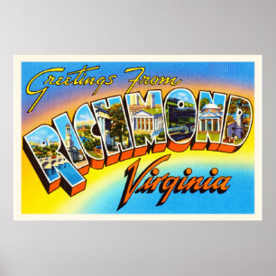 Richmond Virginia VA Old Vintage Travel Postcard- Poster