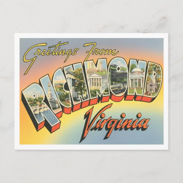Richmond, Virginia Vintag Big Letters Postcard Postkarte (Vorderseite)