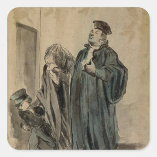 Richter, Frau und Kind Quadratischer Aufkleber