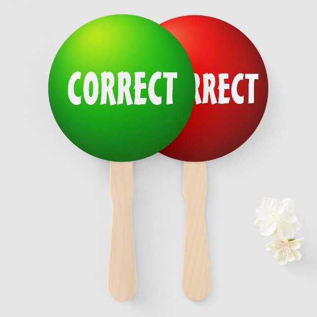 Richtig Falsch Quiz Paddel Schild Fächer (Vorne und Hinten)