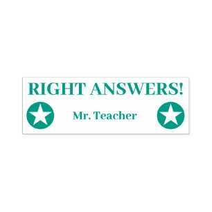 "RICHTIGE ANTWORTEN!" + Name des Lehrers Permastempel