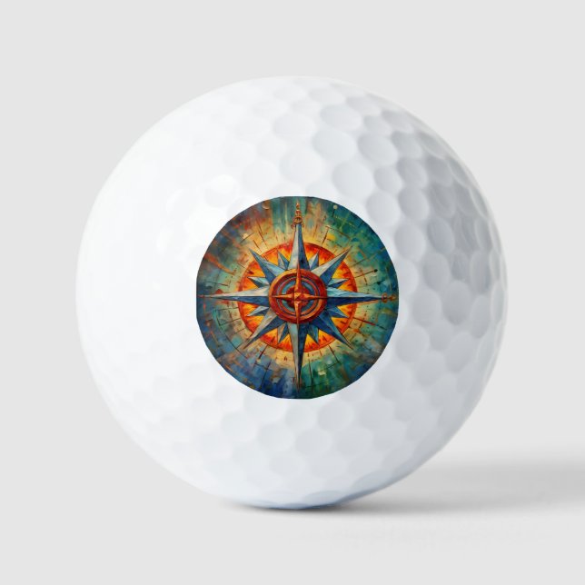 Richtung im Chaos (Compass-Rose) Golfball (Vorderseite)
