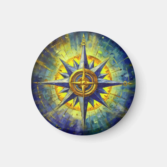 Richtung im Chaos (Compass-Rose) Magnet (Vorne)