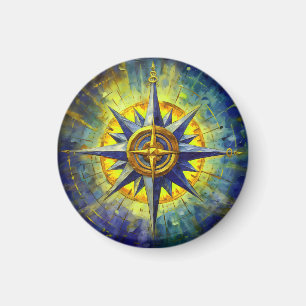 Richtung im Chaos (Kompassrose) Magnet