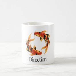 Richtung – Zeitloser Koi, Symbol für Klarheit und Kaffeetasse
