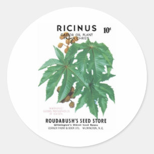 Ricinus, Castor OIl-Pflanze, Seed Store Roudabush Runder Aufkleber