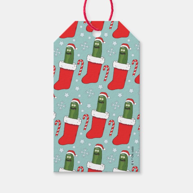 Rick and Morty | Christmas Pickle Rick Pattern Geschenkanhänger (Vorderseite)