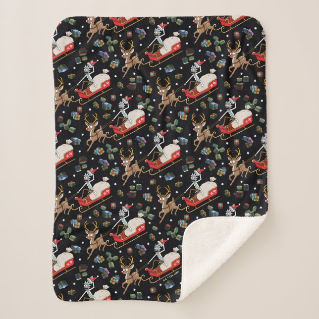 Rick and Morty | Christmas Reindeer Sleigh Pattern Sherpadecke (Vorderseite)