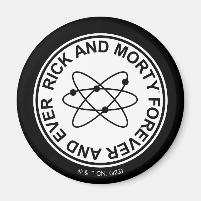 Rick and Morty Forever and Ever Atomic Abzeichen Magnet (Vorne)