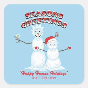 Rick and Morty Snowmen Season’s Greetings Quadratischer Aufkleber