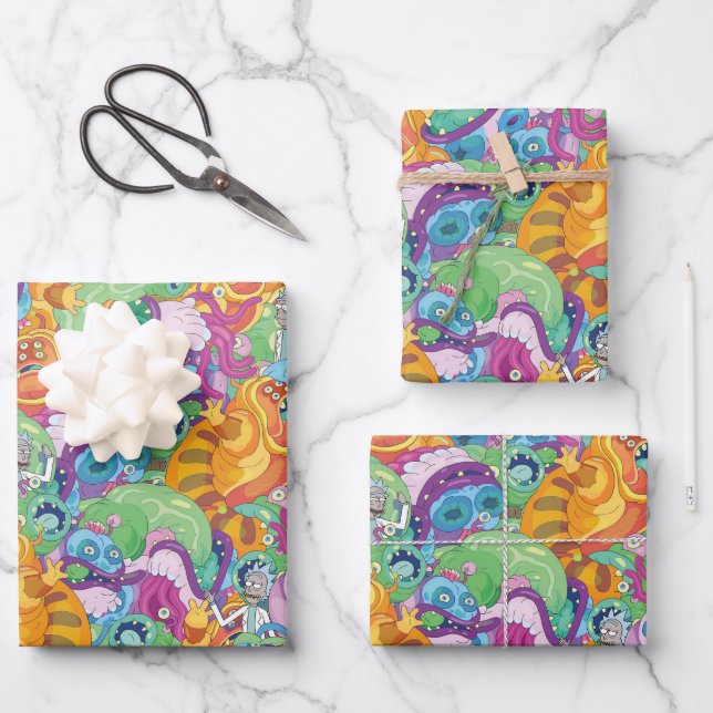 Rick Apokalypse Party Alien Pattern Geschenkpapier Set (Vorderseite)