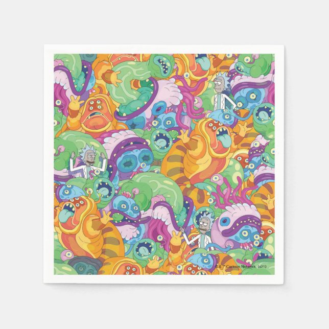 Rick Apokalypse Party Alien Pattern Serviette (Vorderseite)