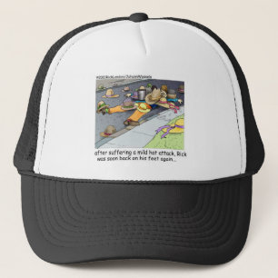 Rick leidet unter einem Cartoon, der Geschenke und Truckerkappe