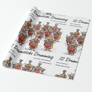 Rick London "12 Trommelschlegel trommeln" Weihnach Geschenkpapier