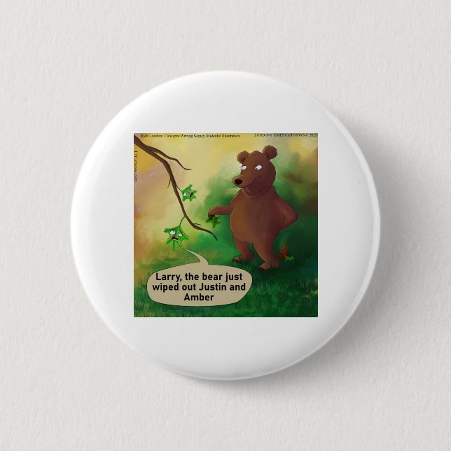 Rick London Bär Im Wald Lustig Button (Vorderseite)