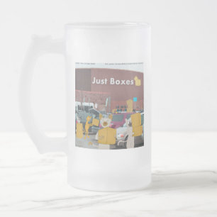 Rick London Big Box Stores für Katzen Comic Mattglas Bierglas