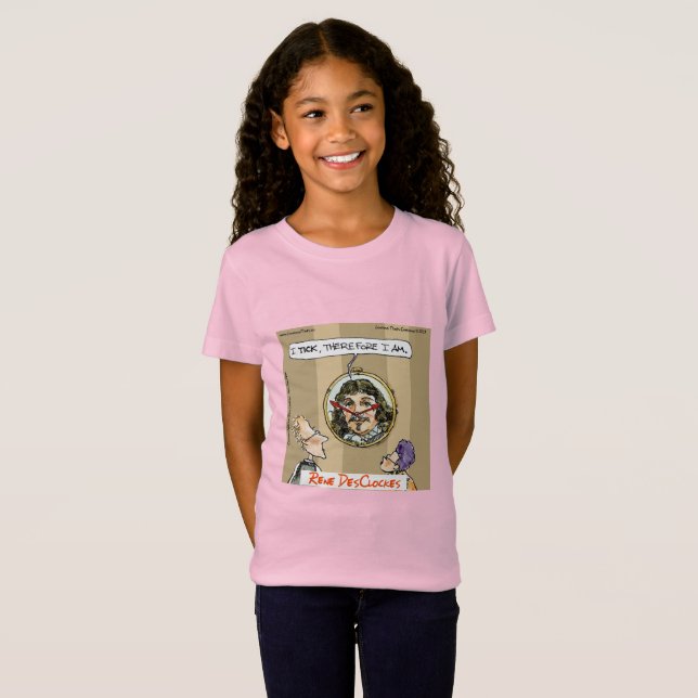 Rick London Cartoon Descartes Clock Comic T-Shirt (Vorne ganz)