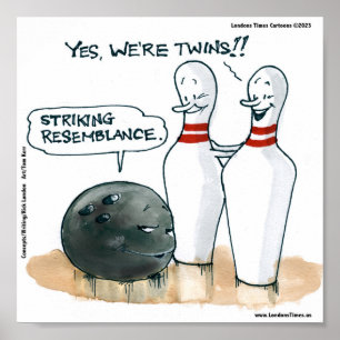 Rick London Cartoons Lustige Bowling Comic Poster