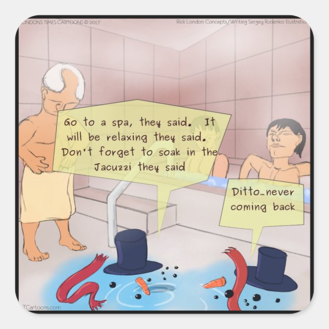 Rick London Comic Snowman Funny Gifts Quadratischer Aufkleber (Vorderseite)