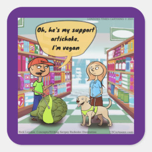 Rick London Emotional Support Artichoke Comic Quadratischer Aufkleber