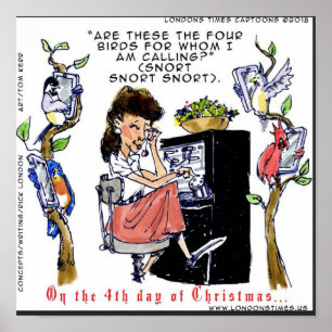 Rick London Ernestine Calling Birds Xmas Poster