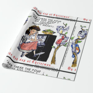 Rick London Ernestine ruft Birds Xmas auf Geschenkpapier