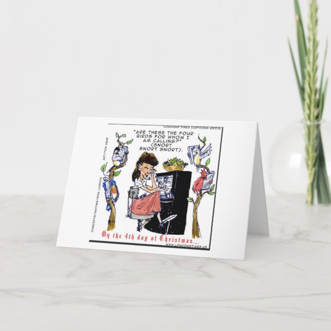 Rick London Ernestine ruft Birds Xmas auf Karte (Vorderseite)