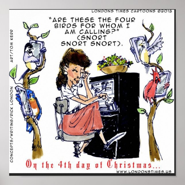 Rick London Ernestine ruft Birds Xmas auf Poster (Vorne)