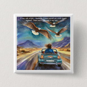 Rick London fährt im dunklen, sonnigen Comic Button