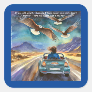 Rick London fährt im dunklen, sonnigen Comic Quadratischer Aufkleber