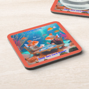 Rick London Fish spielt "Go Fish" Kartenspiel Comi Getränkeuntersetzer