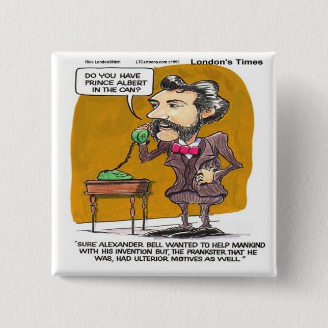 Rick London Funny Alexander Bell Phone Prank Button (Vorderseite)
