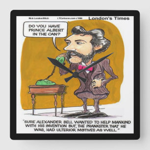 Rick London Funny Alexander Bell Wall Clock Quadratische Wanduhr
