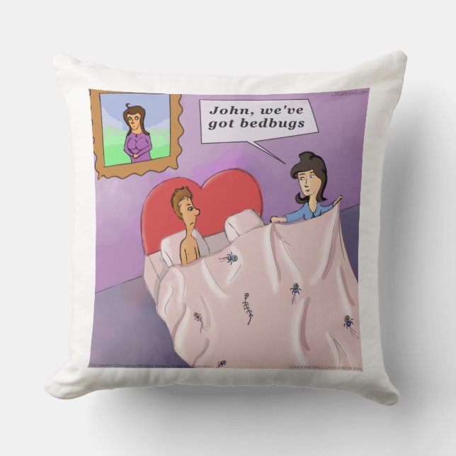 Rick London Funny Bedbugs Cartoon Cotton Pillow Kissen (Vorderseite)